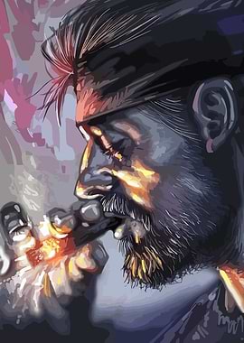 Man Smoking Cigar Digital Art