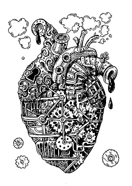 Steampunk Heart Machine Illustration