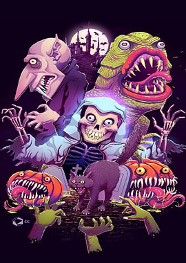 Halloween Monsters and Creatures Illustration