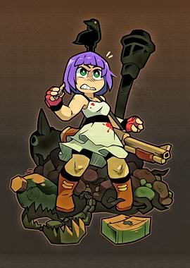 Determined Girl with Weapons and Bird