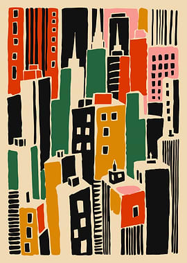 Colorful Abstract Cityscape Illustration