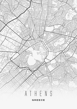 Athens, Greece - Minimalist Urban City Map Art Poster