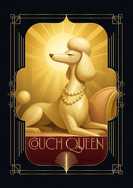 Couch Queen Poodle Art Deco