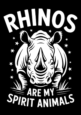 Rhino Spirit Animal Black and White