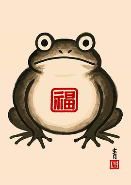 Frog with Chinese Symbol Art