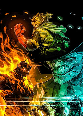 Comic Book Style Battle Scene