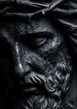 Monochrome Jesus Christ Sculpture Close-Up