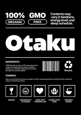 Otaku Energy Label – Funny Anime Parody Poster