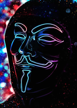 Anonymous Mask Neon Glow