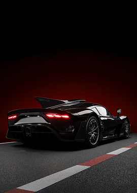 Sleek Black Sports Car on Track