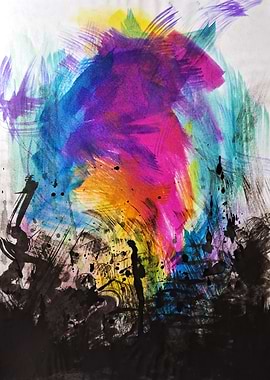 Abstract Colorful Brushstroke Painting