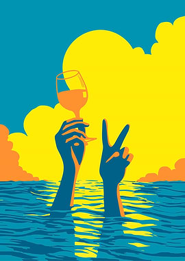 Drawning Celebration with Wine and Peace