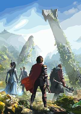 Fantasy Adventure Team Ruins Landscape