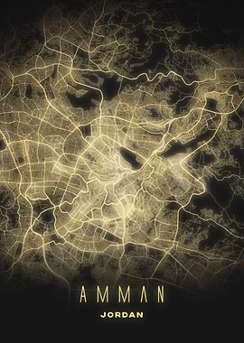 Amman, Jordan - Radiant Urban City Map Art Poster
