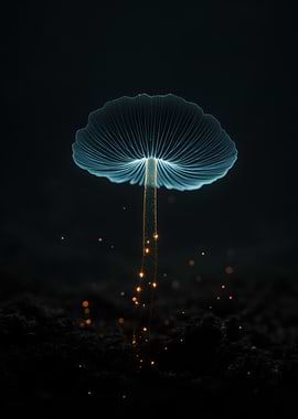 Glowing Mushroom in Dark Environment