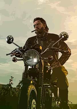 Motorcycle Rider with Eye Patch