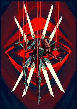 Mechanical Figure with Red Eye Backdrop