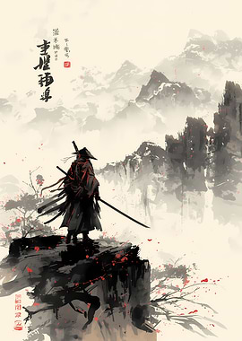 Samurai Warrior on Mountain Peak