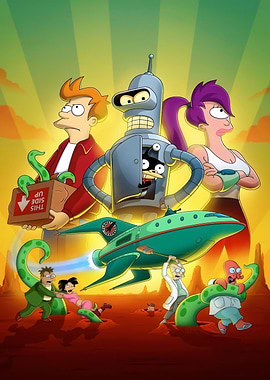 Futurama characters in a desert landscape