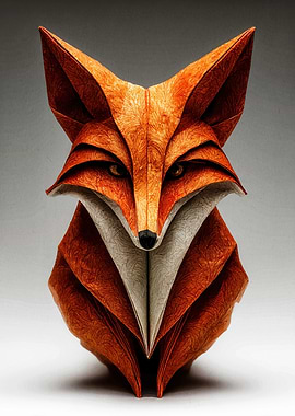 Origami Fox Bust