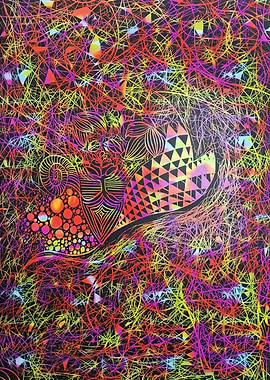 Colorful Abstract Geometric Pattern on Black