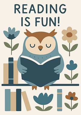 Reading is Fun Owl Illustration