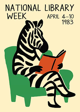 National Library Week 1983 Zebra Reading