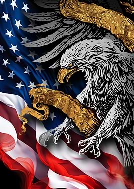 American Flag and Eagle Illustration