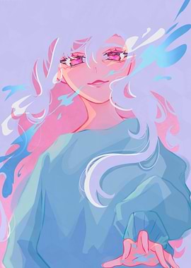 Anime Girl with negative Space hair