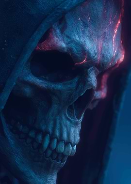 Hooded Skull with Red Veins