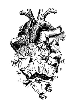 Anatomical Heart with Rock Formation