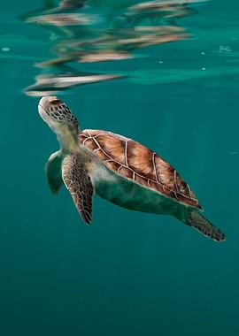 Sea Turtle Swimming Underwater