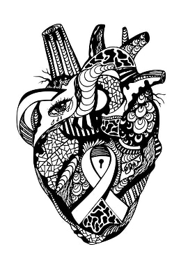 Anatomical Heart with Ribbon and Tears