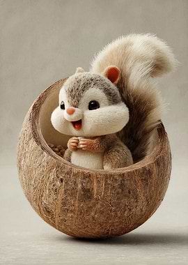 Coconut Hideaway Chipmunk – Plush 3D Miniature