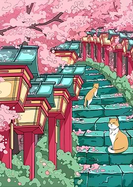 Cats on Japanese City