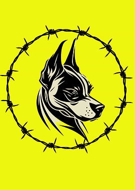 Dog Head with Barbed Wire