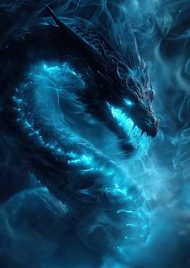 Blue Dragon in Smoky Depths