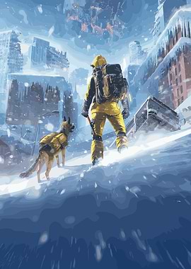 Post-Apocalyptic Rescue Team in Snowy City