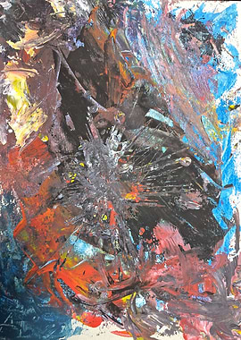 Abstract Expressionist Painting with Bold Strokes