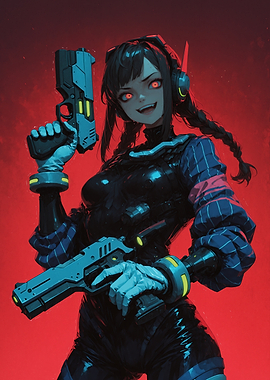 Cyberpunk Girl with Guns