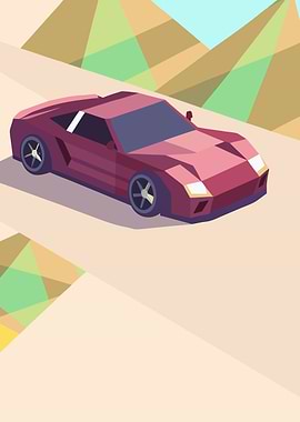 Low Poly Red Sports Car