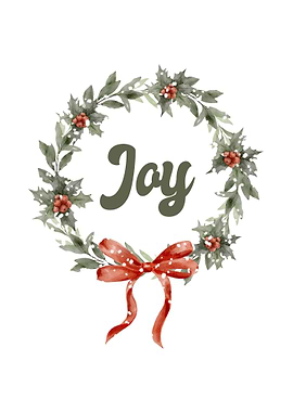 Watercolor Christmas Wreath with Joy