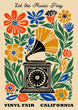 Floral Vinyl Fair California Poster