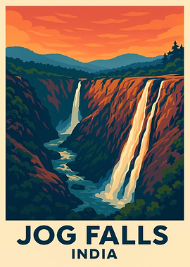 Jog Falls India Travel Poster