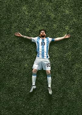 Lionel Messi on the grass