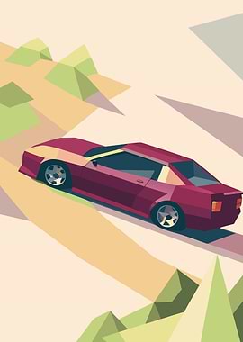 Low Poly Car on a Road