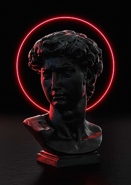 David Bust with Neon Halo