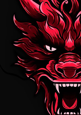 Red Dragon Head Illustration