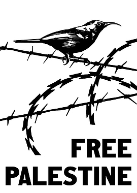 Free Palestine Bird on Barbed Wire