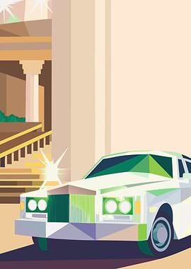 Luxury Car at Grand Entrance